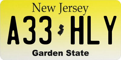 NJ license plate A33HLY