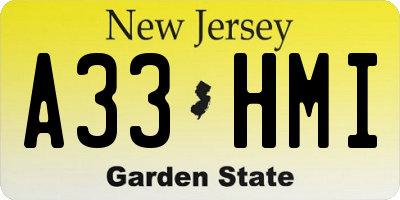 NJ license plate A33HMI