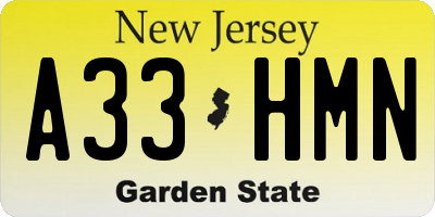 NJ license plate A33HMN