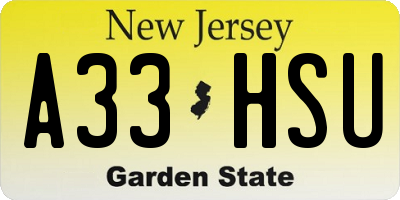 NJ license plate A33HSU