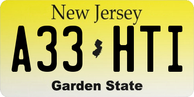NJ license plate A33HTI
