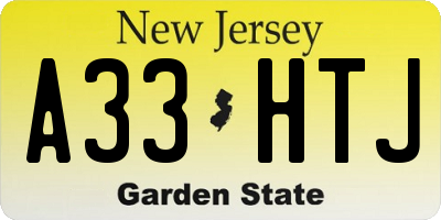 NJ license plate A33HTJ