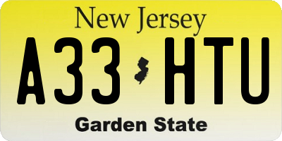 NJ license plate A33HTU