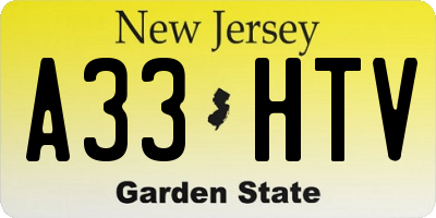 NJ license plate A33HTV