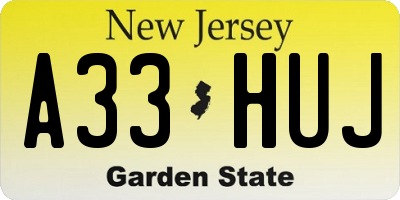 NJ license plate A33HUJ