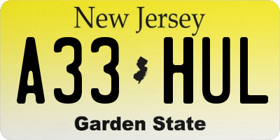 NJ license plate A33HUL