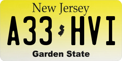NJ license plate A33HVI