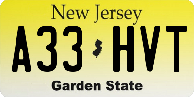 NJ license plate A33HVT