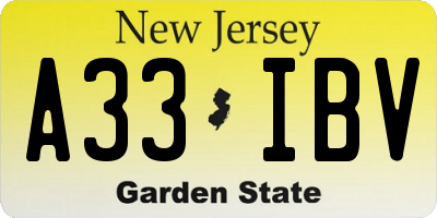 NJ license plate A33IBV