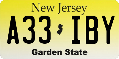 NJ license plate A33IBY