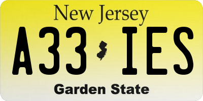 NJ license plate A33IES