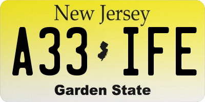 NJ license plate A33IFE