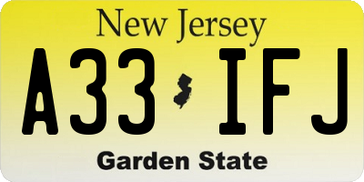 NJ license plate A33IFJ