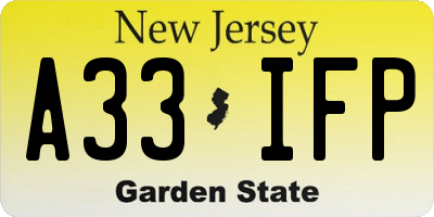 NJ license plate A33IFP