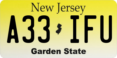 NJ license plate A33IFU