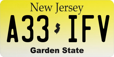 NJ license plate A33IFV