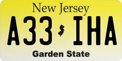 NJ license plate A33IHA