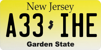 NJ license plate A33IHE