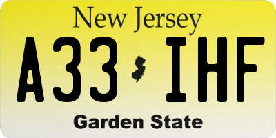 NJ license plate A33IHF