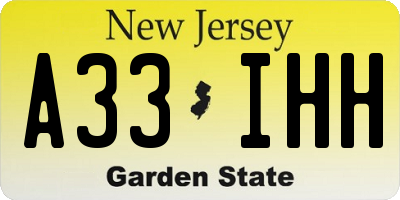 NJ license plate A33IHH