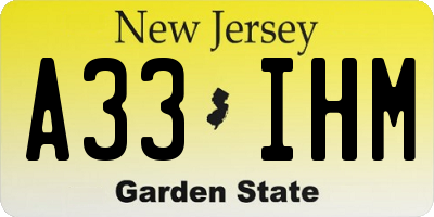 NJ license plate A33IHM