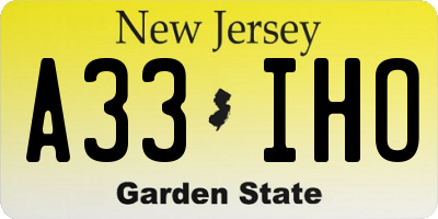 NJ license plate A33IHO