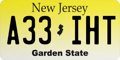 NJ license plate A33IHT
