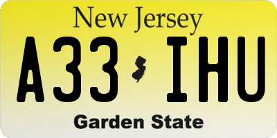 NJ license plate A33IHU