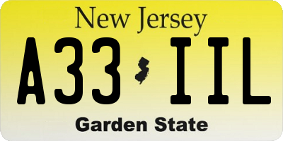 NJ license plate A33IIL