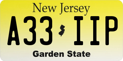 NJ license plate A33IIP