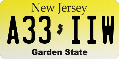 NJ license plate A33IIW