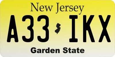 NJ license plate A33IKX
