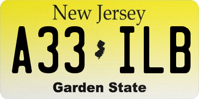 NJ license plate A33ILB