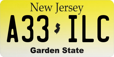 NJ license plate A33ILC