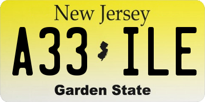 NJ license plate A33ILE