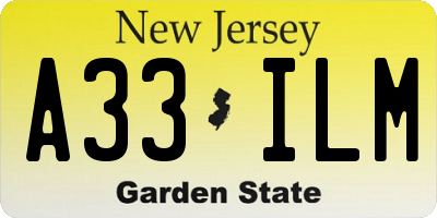 NJ license plate A33ILM