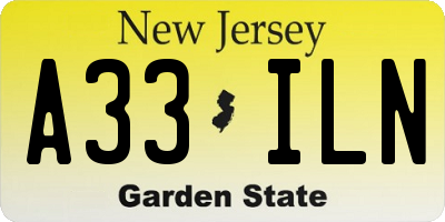 NJ license plate A33ILN