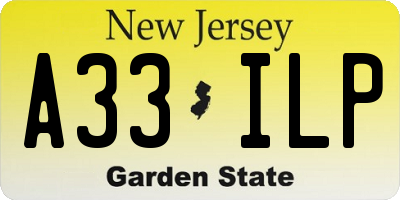 NJ license plate A33ILP
