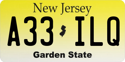 NJ license plate A33ILQ