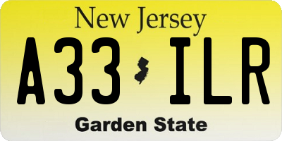 NJ license plate A33ILR