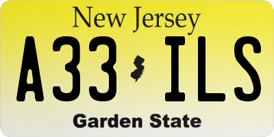 NJ license plate A33ILS