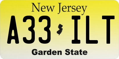 NJ license plate A33ILT