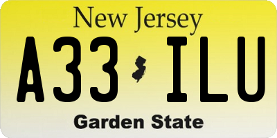 NJ license plate A33ILU
