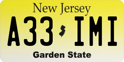 NJ license plate A33IMI