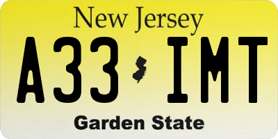 NJ license plate A33IMT