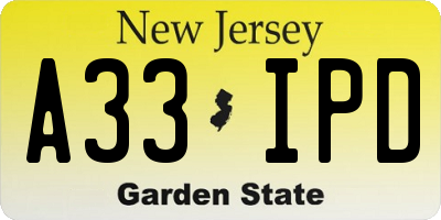 NJ license plate A33IPD