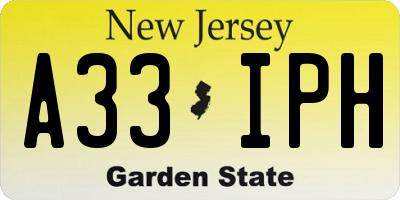 NJ license plate A33IPH