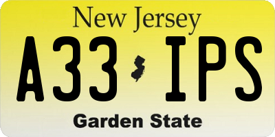 NJ license plate A33IPS