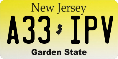 NJ license plate A33IPV