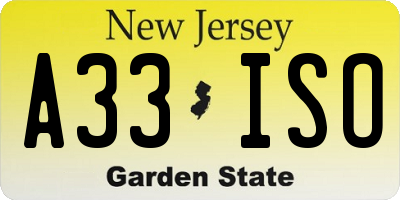 NJ license plate A33ISO